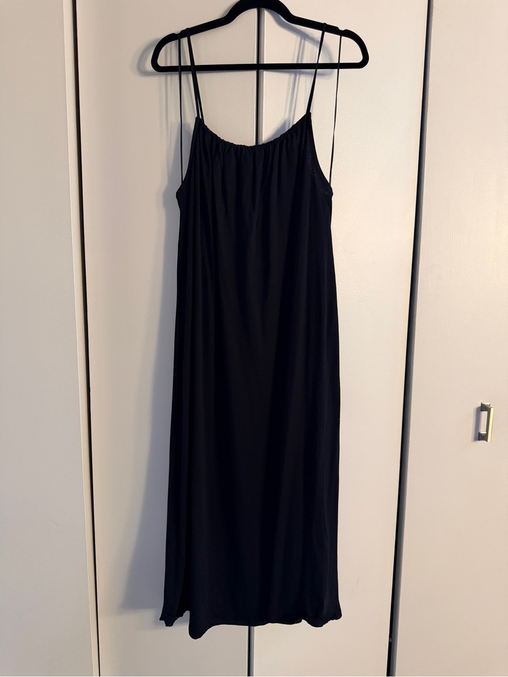 Zara Black Maxi Slip Dress with Spaghetti Straps